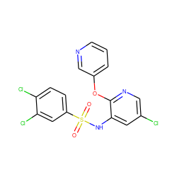 O=S(=O)(Nc1cc(Cl)cnc1Oc1cccnc1)c1ccc(Cl)c(Cl)c1 ZINC000053230554