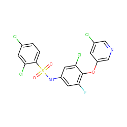 O=S(=O)(Nc1cc(F)c(Oc2cncc(Cl)c2)c(Cl)c1)c1ccc(Cl)cc1Cl ZINC000034248492