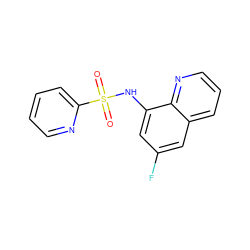 O=S(=O)(Nc1cc(F)cc2cccnc12)c1ccccn1 ZINC000141818636