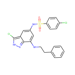 O=S(=O)(Nc1cc(NCCc2ccccc2)c2n[nH]c(Cl)c2c1)c1ccc(Cl)cc1 ZINC000013531379