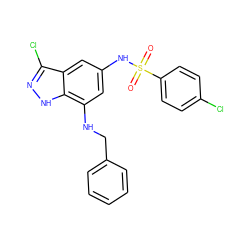 O=S(=O)(Nc1cc(NCc2ccccc2)c2[nH]nc(Cl)c2c1)c1ccc(Cl)cc1 ZINC000013531376