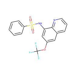 O=S(=O)(Nc1cc(OC(F)(F)F)cc2cccnc12)c1ccccc1 ZINC000205630133
