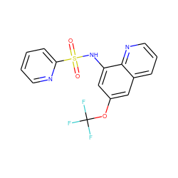 O=S(=O)(Nc1cc(OC(F)(F)F)cc2cccnc12)c1ccccn1 ZINC000141818462
