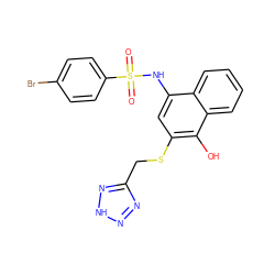 O=S(=O)(Nc1cc(SCc2nn[nH]n2)c(O)c2ccccc12)c1ccc(Br)cc1 ZINC000143081351