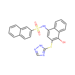 O=S(=O)(Nc1cc(Sc2ncn[nH]2)c(O)c2ccccc12)c1ccc2ccccc2c1 ZINC000006142968