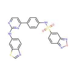 O=S(=O)(Nc1ccc(-c2ccnc(Nc3ccc4ncsc4c3)n2)cc1)c1ccc2nonc2c1 ZINC000029043092