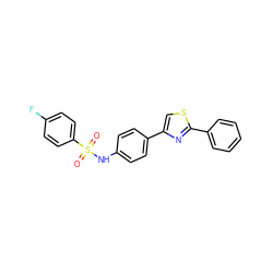 O=S(=O)(Nc1ccc(-c2csc(-c3ccccc3)n2)cc1)c1ccc(F)cc1 ZINC000001183597