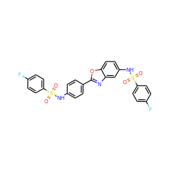 O=S(=O)(Nc1ccc(-c2nc3cc(NS(=O)(=O)c4ccc(F)cc4)ccc3o2)cc1)c1ccc(F)cc1 ZINC001772620448