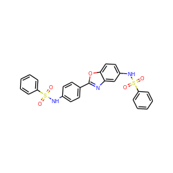 O=S(=O)(Nc1ccc(-c2nc3cc(NS(=O)(=O)c4ccccc4)ccc3o2)cc1)c1ccccc1 ZINC001772649474