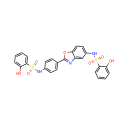 O=S(=O)(Nc1ccc(-c2nc3cc(NS(=O)(=O)c4ccccc4O)ccc3o2)cc1)c1ccccc1O ZINC001772593491