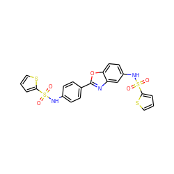 O=S(=O)(Nc1ccc(-c2nc3cc(NS(=O)(=O)c4cccs4)ccc3o2)cc1)c1cccs1 ZINC001772642467