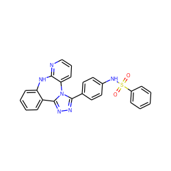 O=S(=O)(Nc1ccc(-c2nnc3n2-c2cccnc2Nc2ccccc2-3)cc1)c1ccccc1 ZINC000142297421