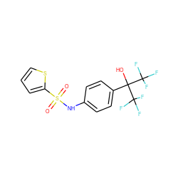 O=S(=O)(Nc1ccc(C(O)(C(F)(F)F)C(F)(F)F)cc1)c1cccs1 ZINC000003243391