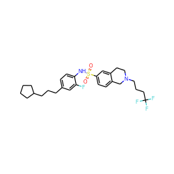 O=S(=O)(Nc1ccc(CCCC2CCCC2)cc1F)c1ccc2c(c1)CCN(CCCC(F)(F)F)C2 ZINC000220158814