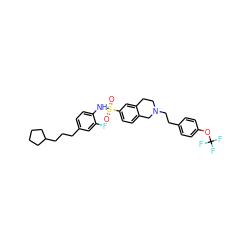 O=S(=O)(Nc1ccc(CCCC2CCCC2)cc1F)c1ccc2c(c1)CCN(CCc1ccc(OC(F)(F)F)cc1)C2 ZINC000261081902