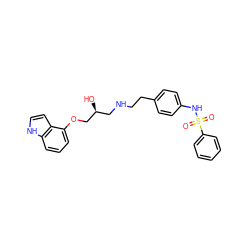 O=S(=O)(Nc1ccc(CCNC[C@H](O)COc2cccc3[nH]ccc23)cc1)c1ccccc1 ZINC000136429851