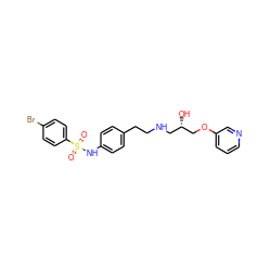 O=S(=O)(Nc1ccc(CCNC[C@H](O)COc2cccnc2)cc1)c1ccc(Br)cc1 ZINC000026183487