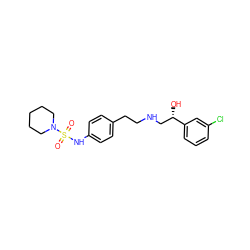 O=S(=O)(Nc1ccc(CCNC[C@H](O)c2cccc(Cl)c2)cc1)N1CCCCC1 ZINC000026961855