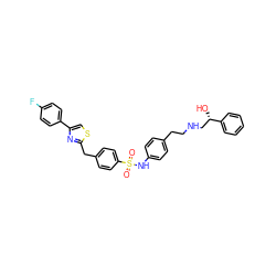 O=S(=O)(Nc1ccc(CCNC[C@H](O)c2ccccc2)cc1)c1ccc(Cc2nc(-c3ccc(F)cc3)cs2)cc1 ZINC000028523375