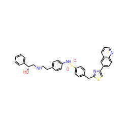 O=S(=O)(Nc1ccc(CCNC[C@H](O)c2ccccc2)cc1)c1ccc(Cc2nc(-c3ccc4ncccc4c3)cs2)cc1 ZINC000028523293