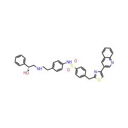 O=S(=O)(Nc1ccc(CCNC[C@H](O)c2ccccc2)cc1)c1ccc(Cc2nc(-c3cnc4ccccc4c3)cs2)cc1 ZINC000028524037