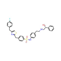 O=S(=O)(Nc1ccc(CCNC[C@H](O)c2ccccc2)cc1)c1ccc(Cc2nc(Cc3ccc(F)cc3)cs2)cc1 ZINC000028525206