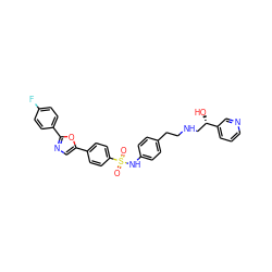 O=S(=O)(Nc1ccc(CCNC[C@H](O)c2cccnc2)cc1)c1ccc(-c2cnc(-c3ccc(F)cc3)o2)cc1 ZINC000029334329