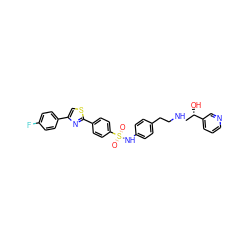 O=S(=O)(Nc1ccc(CCNC[C@H](O)c2cccnc2)cc1)c1ccc(-c2nc(-c3ccc(F)cc3)cs2)cc1 ZINC000029567703