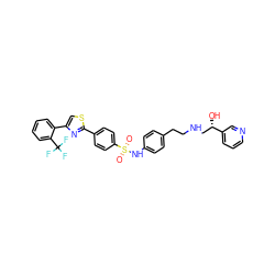 O=S(=O)(Nc1ccc(CCNC[C@H](O)c2cccnc2)cc1)c1ccc(-c2nc(-c3ccccc3C(F)(F)F)cs2)cc1 ZINC000025421652