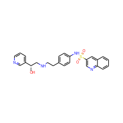 O=S(=O)(Nc1ccc(CCNC[C@H](O)c2cccnc2)cc1)c1cnc2ccccc2c1 ZINC000026840040