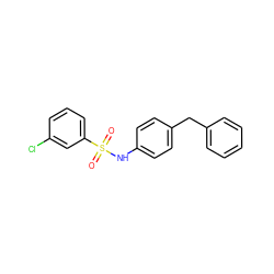 O=S(=O)(Nc1ccc(Cc2ccccc2)cc1)c1cccc(Cl)c1 ZINC001772605326