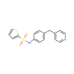 O=S(=O)(Nc1ccc(Cc2ccncc2)cc1)c1cccs1 ZINC000001059484