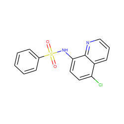 O=S(=O)(Nc1ccc(Cl)c2cccnc12)c1ccccc1 ZINC000000175208