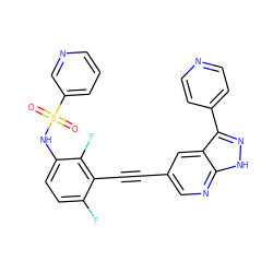 O=S(=O)(Nc1ccc(F)c(C#Cc2cnc3[nH]nc(-c4ccncc4)c3c2)c1F)c1cccnc1 ZINC000473133088