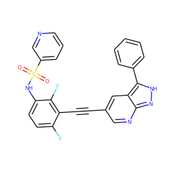 O=S(=O)(Nc1ccc(F)c(C#Cc2cnc3n[nH]c(-c4ccccc4)c3c2)c1F)c1cccnc1 ZINC000473130580