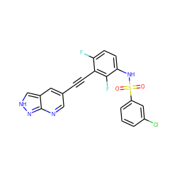 O=S(=O)(Nc1ccc(F)c(C#Cc2cnc3n[nH]cc3c2)c1F)c1cccc(Cl)c1 ZINC001772579326