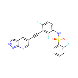 O=S(=O)(Nc1ccc(F)c(C#Cc2cnc3n[nH]cc3c2)c1F)c1ccccc1F ZINC000473133408