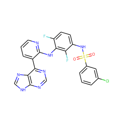O=S(=O)(Nc1ccc(F)c(Nc2ncccc2-c2ncnc3[nH]cnc23)c1F)c1cccc(Cl)c1 ZINC000166380623
