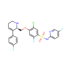 O=S(=O)(Nc1ccc(F)cn1)c1cc(Cl)c(OC[C@@H]2NCCC=C2c2ccc(F)cc2)cc1F ZINC001772586478