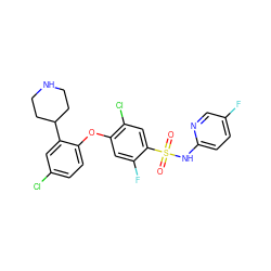O=S(=O)(Nc1ccc(F)cn1)c1cc(Cl)c(Oc2ccc(Cl)cc2C2CCNCC2)cc1F ZINC000095585041