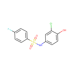 O=S(=O)(Nc1ccc(O)c(Cl)c1)c1ccc(F)cc1 ZINC000000442994