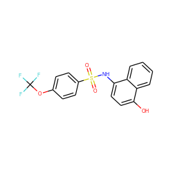 O=S(=O)(Nc1ccc(O)c2ccccc12)c1ccc(OC(F)(F)F)cc1 ZINC000015952486