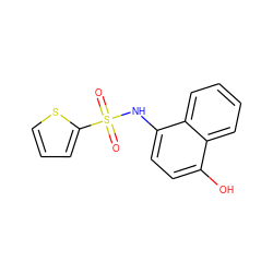 O=S(=O)(Nc1ccc(O)c2ccccc12)c1cccs1 ZINC000000073745