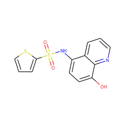 O=S(=O)(Nc1ccc(O)c2ncccc12)c1cccs1 ZINC000101393429