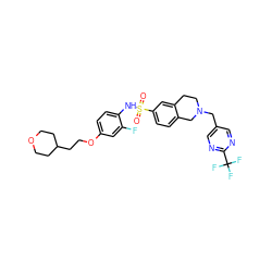 O=S(=O)(Nc1ccc(OCCC2CCOCC2)cc1F)c1ccc2c(c1)CCN(Cc1cnc(C(F)(F)F)nc1)C2 ZINC000203661430