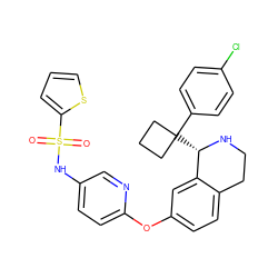 O=S(=O)(Nc1ccc(Oc2ccc3c(c2)[C@H](C2(c4ccc(Cl)cc4)CCC2)NCC3)nc1)c1cccs1 ZINC000114983515