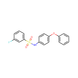 O=S(=O)(Nc1ccc(Oc2ccccc2)cc1)c1cccc(F)c1 ZINC000075402872