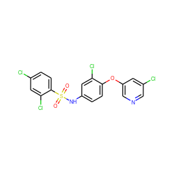 O=S(=O)(Nc1ccc(Oc2cncc(Cl)c2)c(Cl)c1)c1ccc(Cl)cc1Cl ZINC000095590203