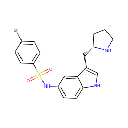 O=S(=O)(Nc1ccc2[nH]cc(C[C@@H]3CCCN3)c2c1)c1ccc(Br)cc1 ZINC000013607633