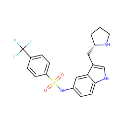 O=S(=O)(Nc1ccc2[nH]cc(C[C@@H]3CCCN3)c2c1)c1ccc(C(F)(F)F)cc1 ZINC000045347943